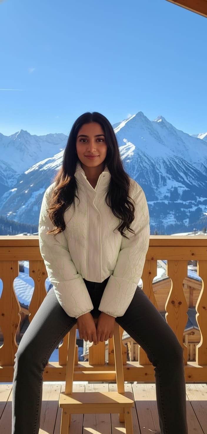 Cropped Puffer Jacket | Abstract Print High-Neck Winter Coat